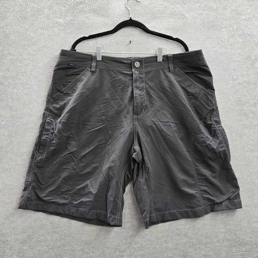 Kuhl Men Activewear Shorts 40 Gray Nylon Spandex Renegade Cargo Logo 10" Inseam